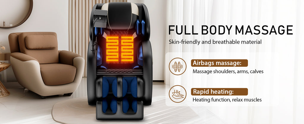 Massage Chair Recliner with Zero Gravity with Full Body Air Pressure - Grand Goldman Shop