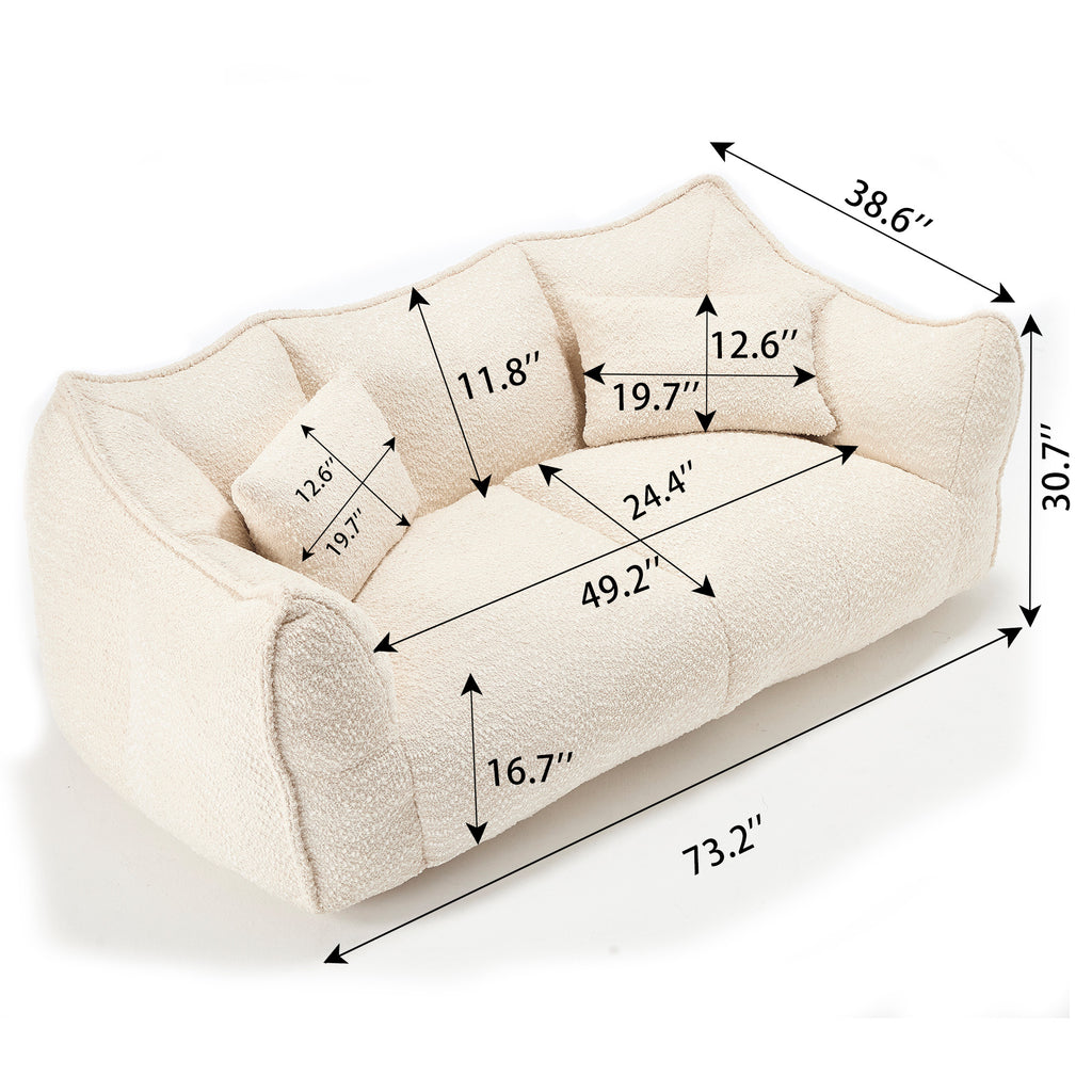 Comfortable Dual Beanbag Chair with High Resilience Foam Core for Two People in Beige Chenille - Grand Goldman Shop