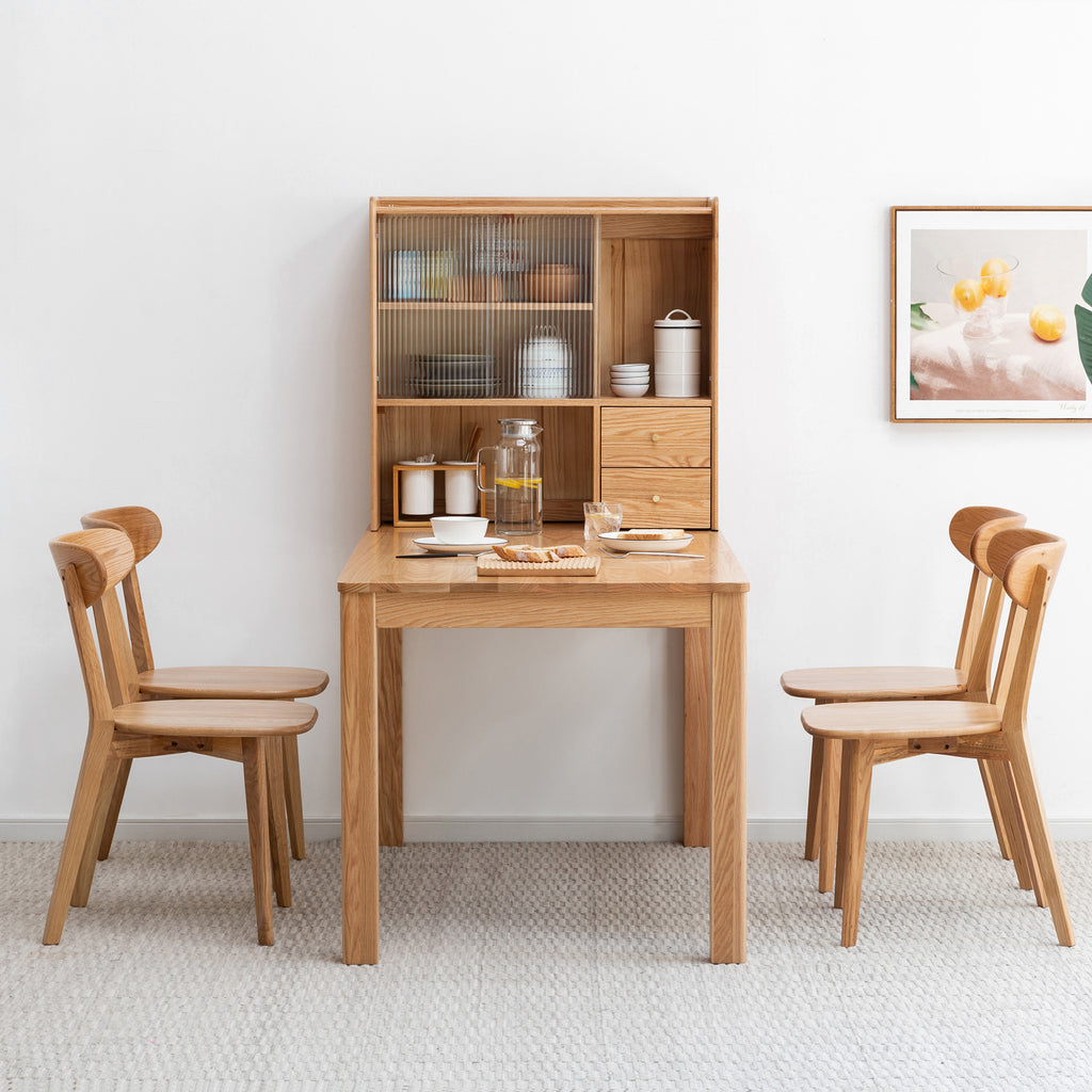 Natural Oak Dining Chair Set of 4 - Solid Wood, FAS Grade, Simple Design, 46.5x54x80cm - Grand Goldman Shop