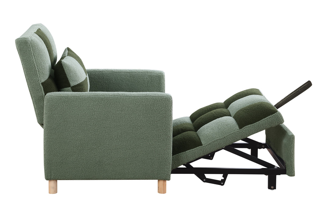 Convertible Sleeper Sofa Chair Bed, Adjustable Chair with Pillow, Multi-Functional Sleeper Chair with Soft Teddy Fabric for Living Room, Dorm, Apartment, Bedroom or Office - Grand Goldman Shop