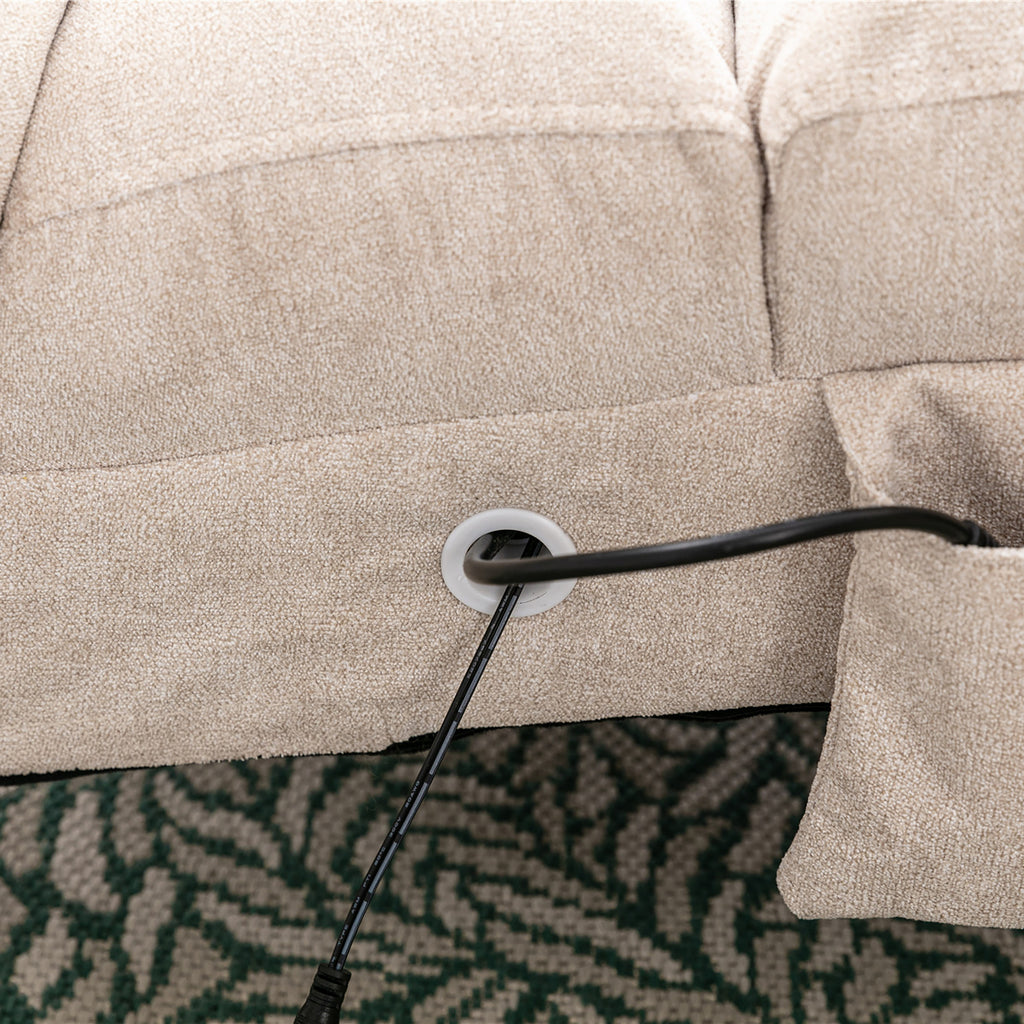 Linen Massage Chaise Lounge Indoor with Remote Control, Ergonomic Electric Massage Lounger in Beige - Grand Goldman Shop