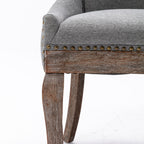 A&A Furniture Ultra Side Dining Chair with Thickened Fabric and Solid Wood Legs, Bronze Nail Head, Set of 2, Gray - Grand Goldman Shop