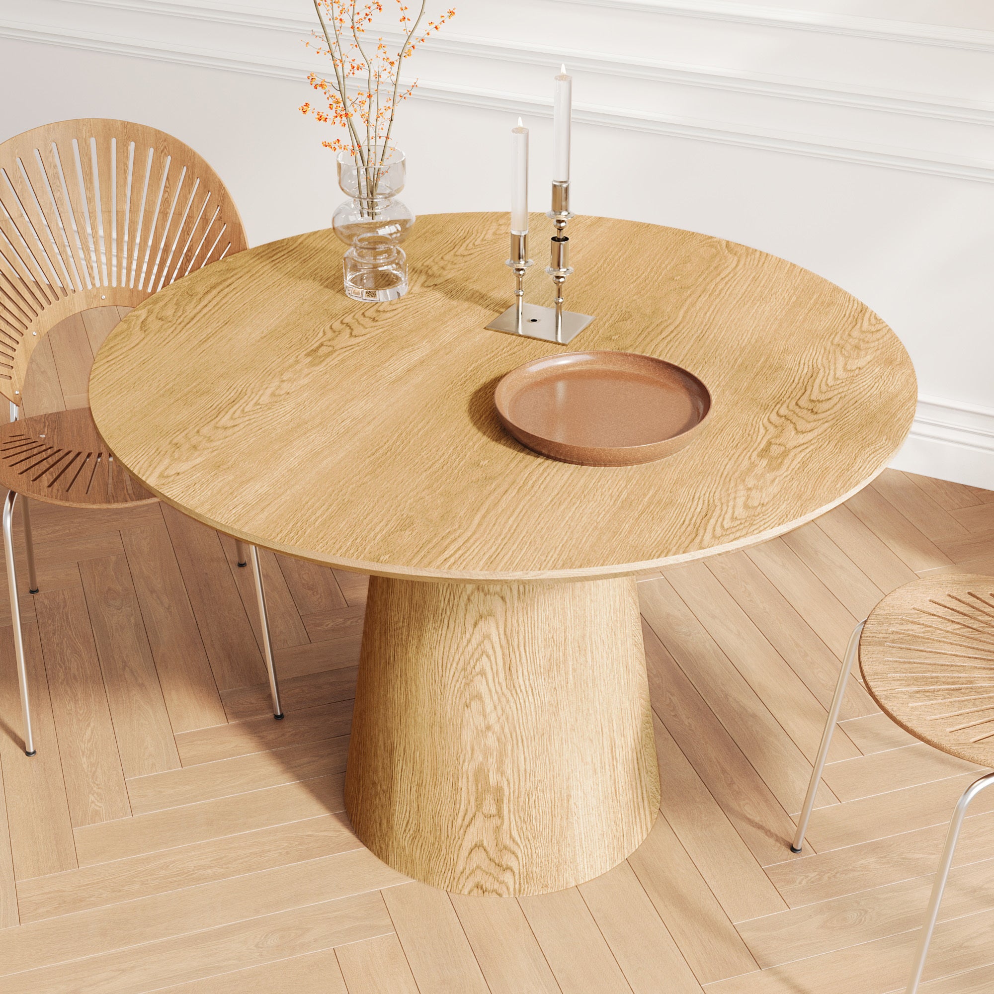 43 inch Wooden circular dining table, modern minimalist round table, MDF colored table, - Grand Goldman Shop