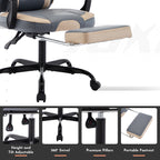 Gaming Chair, Ergonomic Computer Chair with Footrest and Massage Lumbar Support, Height Adjustable Swivel Video Game Chair fo
