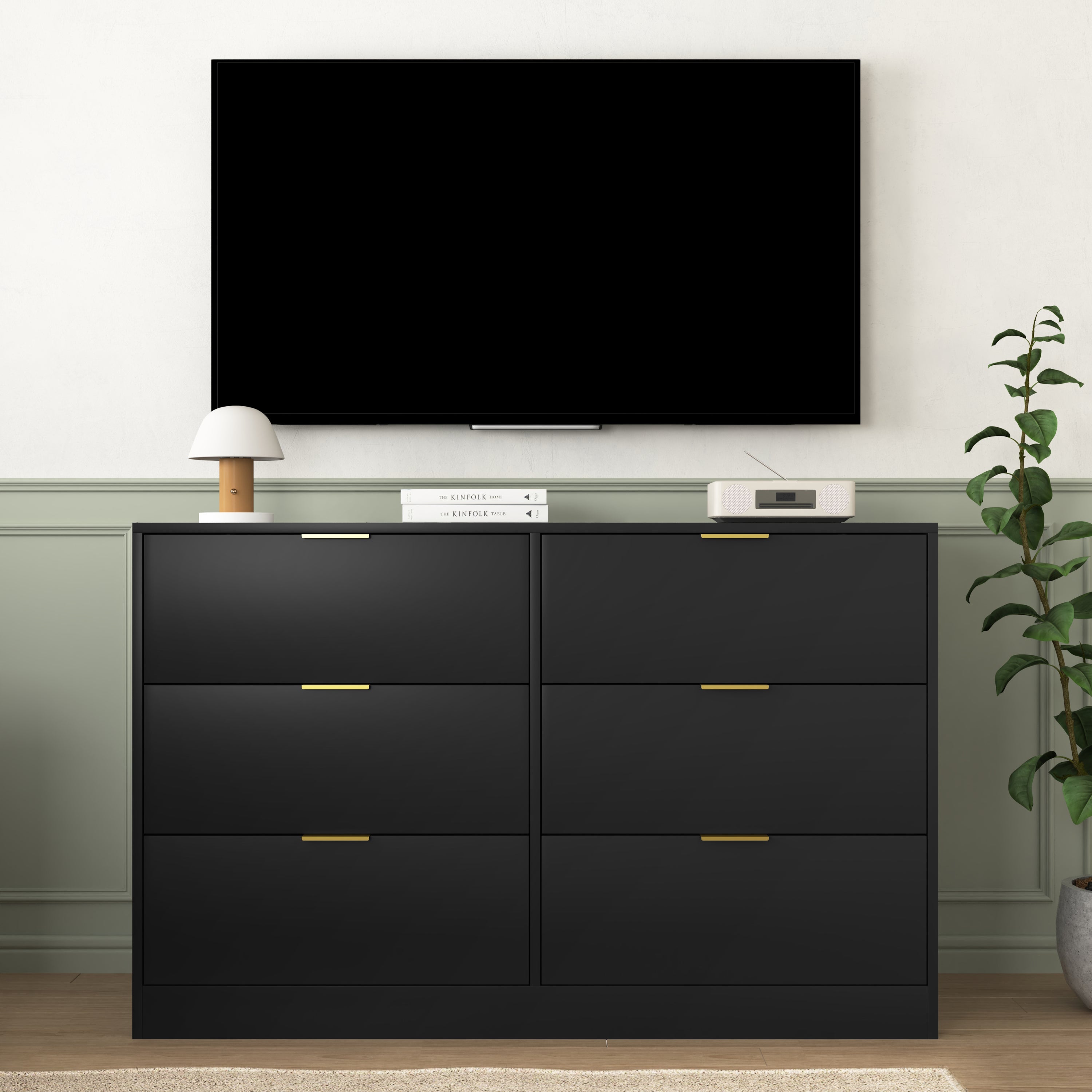 Simply Modern 6-Drawer Dresser, Chest of Drawers for Bedroom, Living Room, Hallway, and Entryway - Large Storage Cabinet Black - Grand Goldman Shop