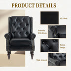Modern Accent Armchair with Sturdy Wood Legs in Black PU Leather for Living Room or Bedroom - Grand Goldman Shop