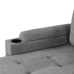 Modern L-shaped Convertible Sofa Bed with Storage, Cup Holders, USB Ports, Gray Chenille, 83.5' - Grand Goldman Shop