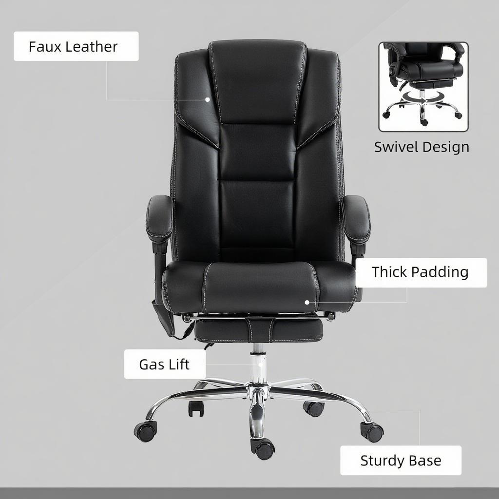 Office Chair with Massage & Reclining Footrest – Unmatched Comfort for All-Day Work & Leisure | Premium Home Decor - Grand Go