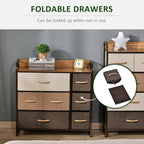 HOMCOM 7-Drawer Dresser, Fabric Drawers, 3-Tier Storage Organizer for Bedroom Entryway, Tower Unit with Steel Frame Wooden Top, Maple Wood - Grand Goldman Shop
