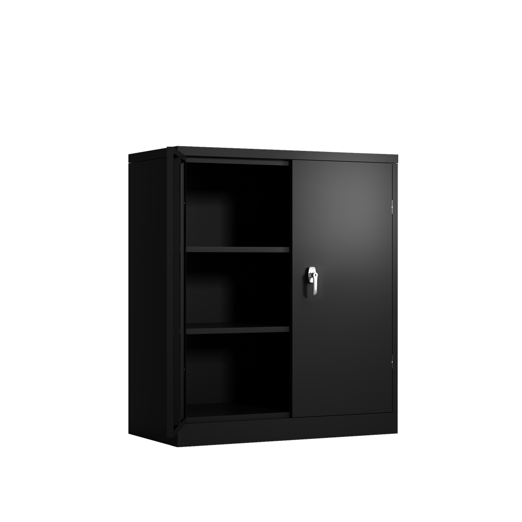 Metal Storage Cabinet with 2 Doors and 2 Shelves, Lockable Steel Storage Cabinet for Office, Garage, Warehouse - Grand Goldma