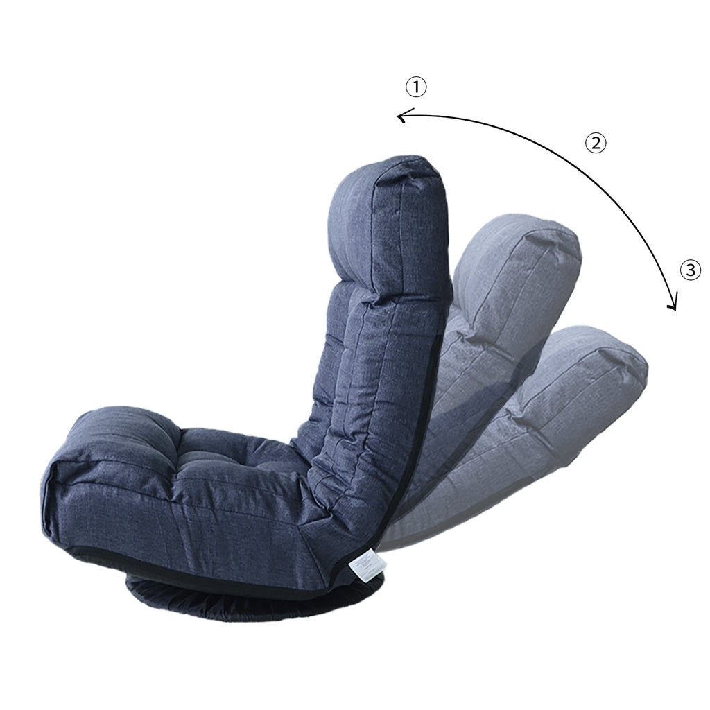 Navy Adjustable Japanese Reclining Floor Chair Sofa with Metal Frame for Living Room & Balcony - Grand Goldman Shop