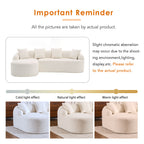Boneless L-Shape Sectional Sofa with Curved Chaise,White Modular Chenille Compression Couch,30D High-Density Foam,Minimalist Modular Couches Sleeper for Living Room Bedroom Apartment Lounge. - Grand Goldman Shop