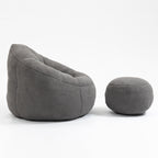 Bedding Bean Bag Sofa Chair with High-Pressure Foam and Footrest, Grey Microfiber - Grand Goldman Shop