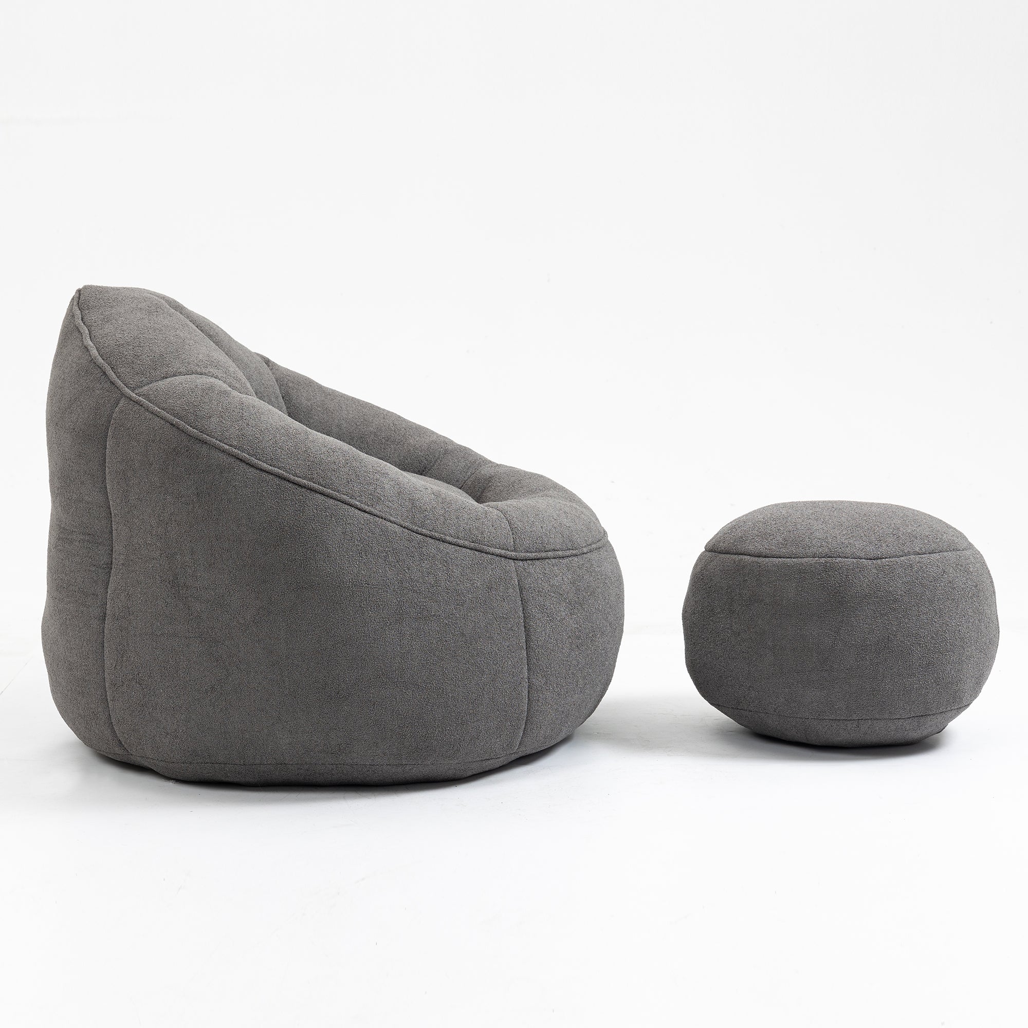 Bedding Bean Bag Sofa Chair with High-Pressure Foam and Footrest, Grey Microfiber - Grand Goldman Shop