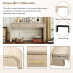 TREXM Unique Retro Silhouette Console Table with Open Style, Two Top Drawers for Entrance, Dinning Room, Living Room (Natural Wood Wash) - Grand Goldman Shop