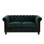 VIVALUX Chesterfield Velvet Loveseat Sofa 2-Person Rolled Arm Upholstered Couch Forest Green 59.44' - Grand Goldman Shop