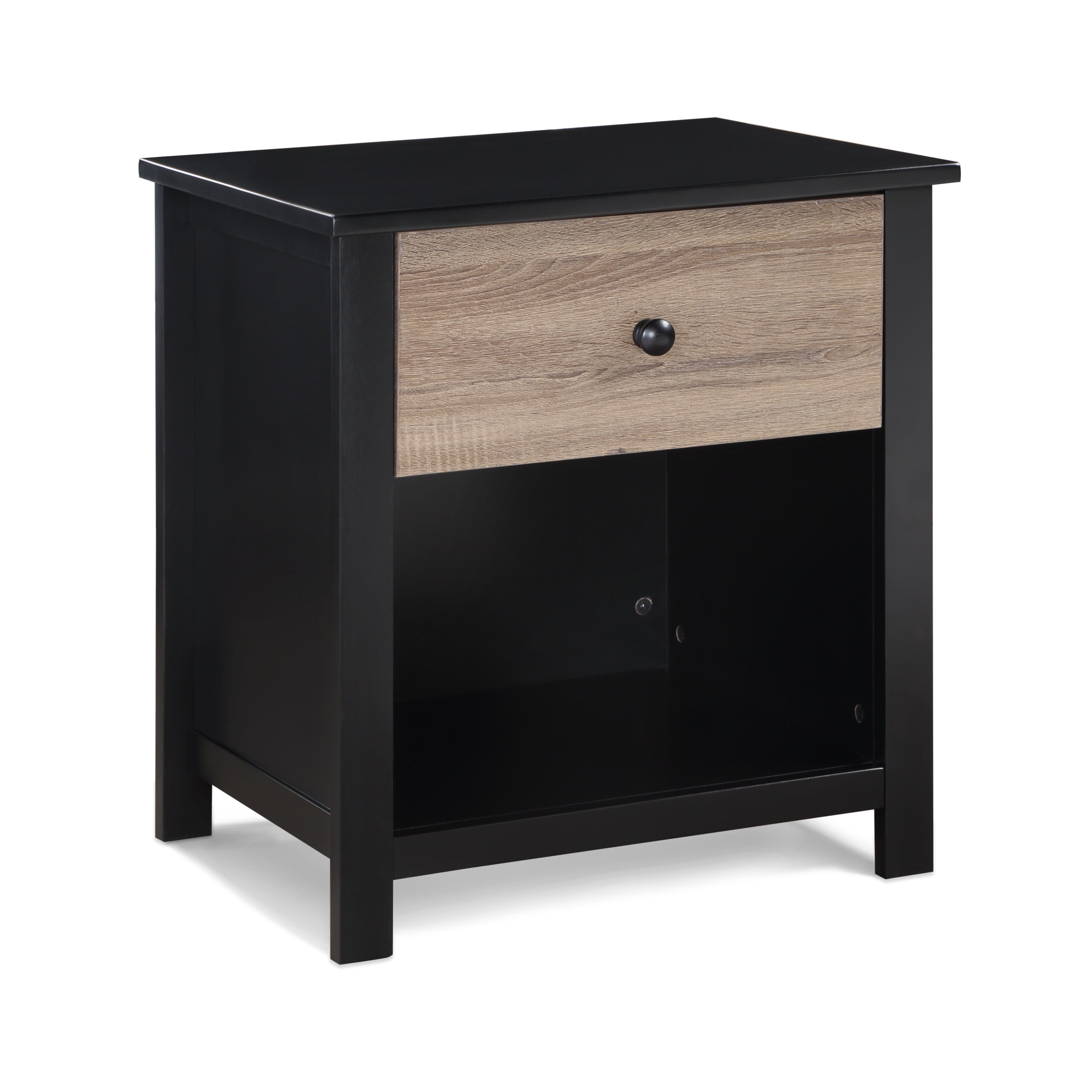 Connelly Nightstand Black/Vintage Walnut | Premium Home Decor - Grand Goldman