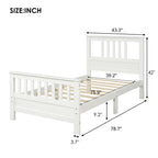 White Pine Wood Platform Bed with Paneled Headboard and Footboard, Twin Size, Solid Wood Frame with 10 Slats - Grand Goldman Shop