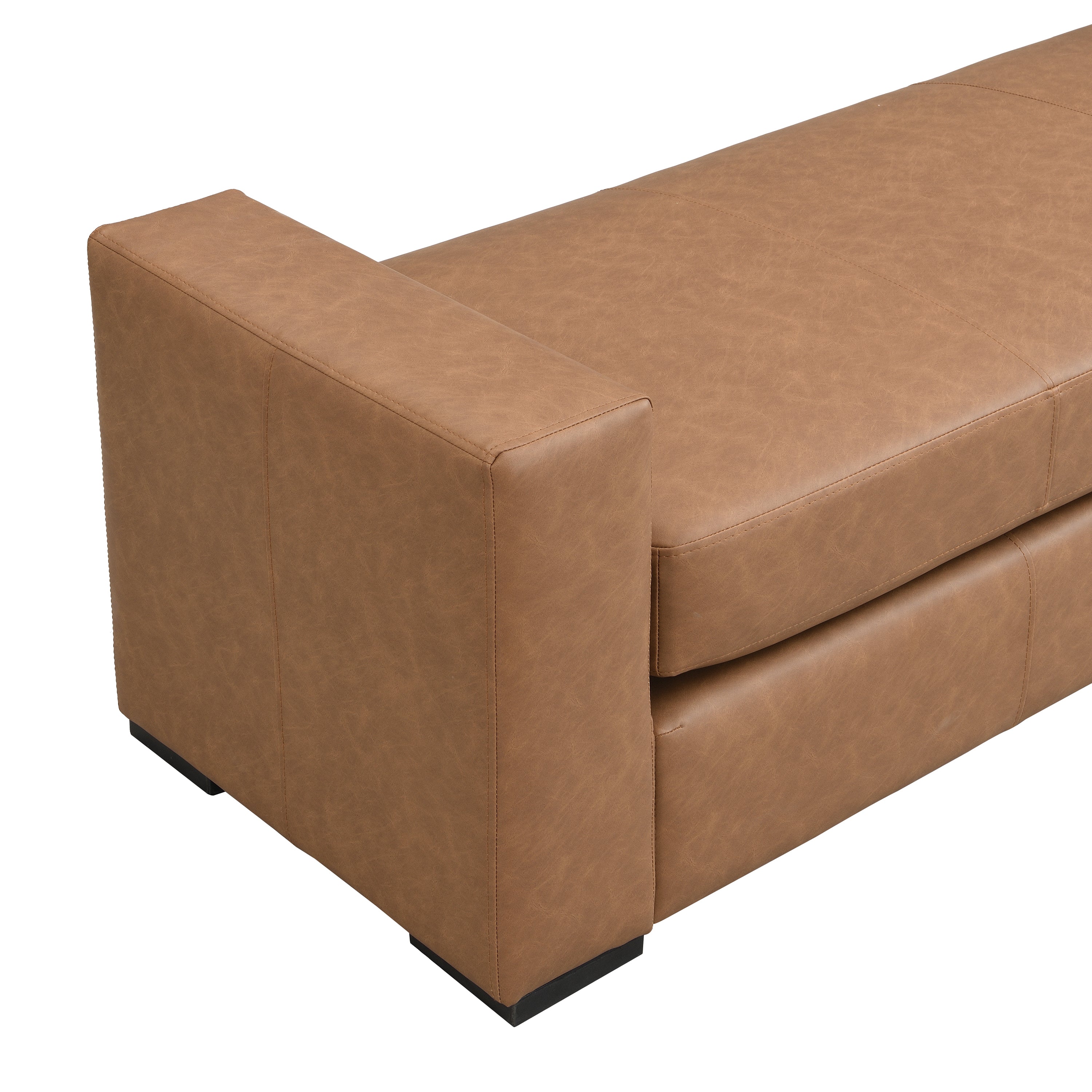 Stylish and Durable Brown Faux Leather Ottoman - Grand Goldman Shop