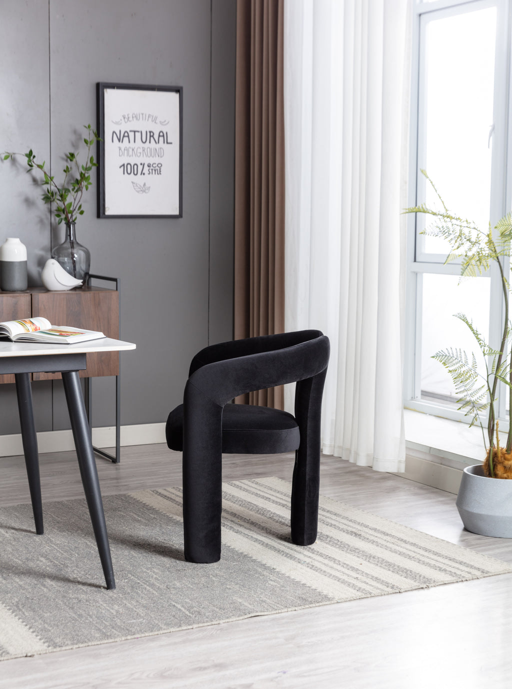 Contemporary Designed Velvet Fabric Upholstered Accent/Dining Chair /Barrel Side Chairs Kitchen Armchair for Living Room set of 2 (Black Velvet) - Grand Goldman Shop