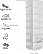 7 Tier Rotating Shoe Rack Tower, Spinning Shoe Display, 360 Shoe Rack Storage Round Carousel, Vertical Handbag Rotate Shoes Closet Organization (WHITE) - Grand Goldman Shop