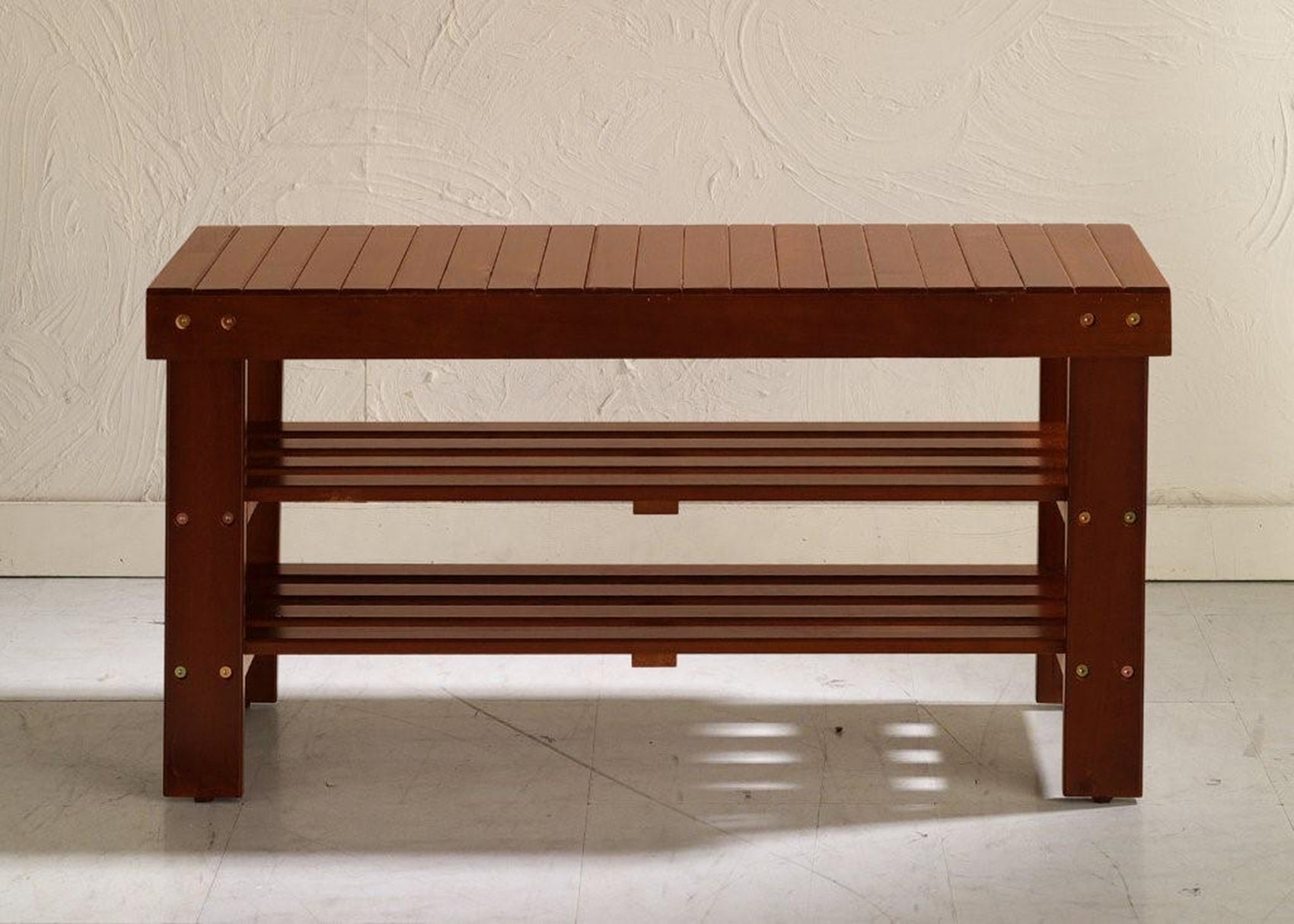 Pina Quality Solid Wood Shoe Bench, Cherry Finish - Grand Goldman Shop