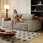71' 3Setaser Sofa,Corduroy Fabric,Deep Seat Couches,Comfy Loveseat Sofa,No Assembly,1pcs for Living room, Bedroom,Conference room ,Apartment,Camel - Grand Goldman Shop