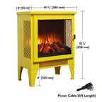 18 inch Freestanding Electric Fireplace Stove heater with 3D Flame effect,Lemon Yellow - Grand Goldman Shop