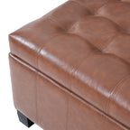 Light Brown PU Storage Ottoman with Rubber Wood Legs, 30.25'' Square Tufted Indoor Ottoman with Lift-Top Storage for Living Room, Bedroom & Entryway,300lbs Weight Capacity - Grand Goldman Shop