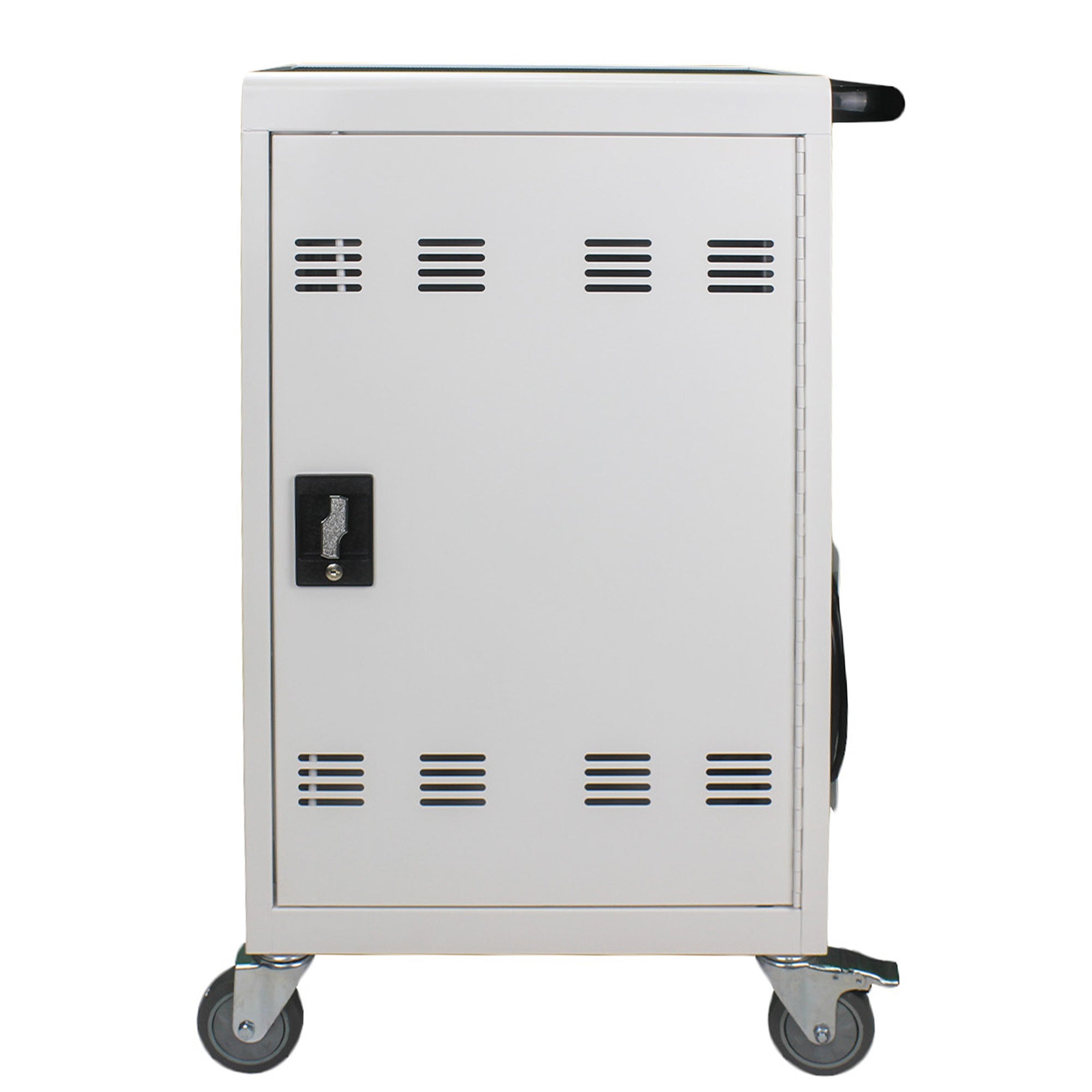 30+2 Bay Mobile School Charging Cart Station for Chromebook, Tablet and Laptop Computer with Power Strip Included - White - G