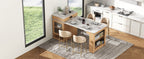K&K 59.5'Kitchen Island with Extendable Dining Table, Kitchen Storage Table with Double-sided Storage, Kitchen Island with 2 Drawers, Power Outlet, Side Open Shelves, for Kitchen, Dining Room, Natural - Grand Goldman Shop
