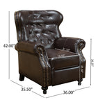 Contemporary Style Push Back Recliner with Button-Tufted Stitching and Nailhead Trim in Dark Brown PU - Grand Goldman Shop