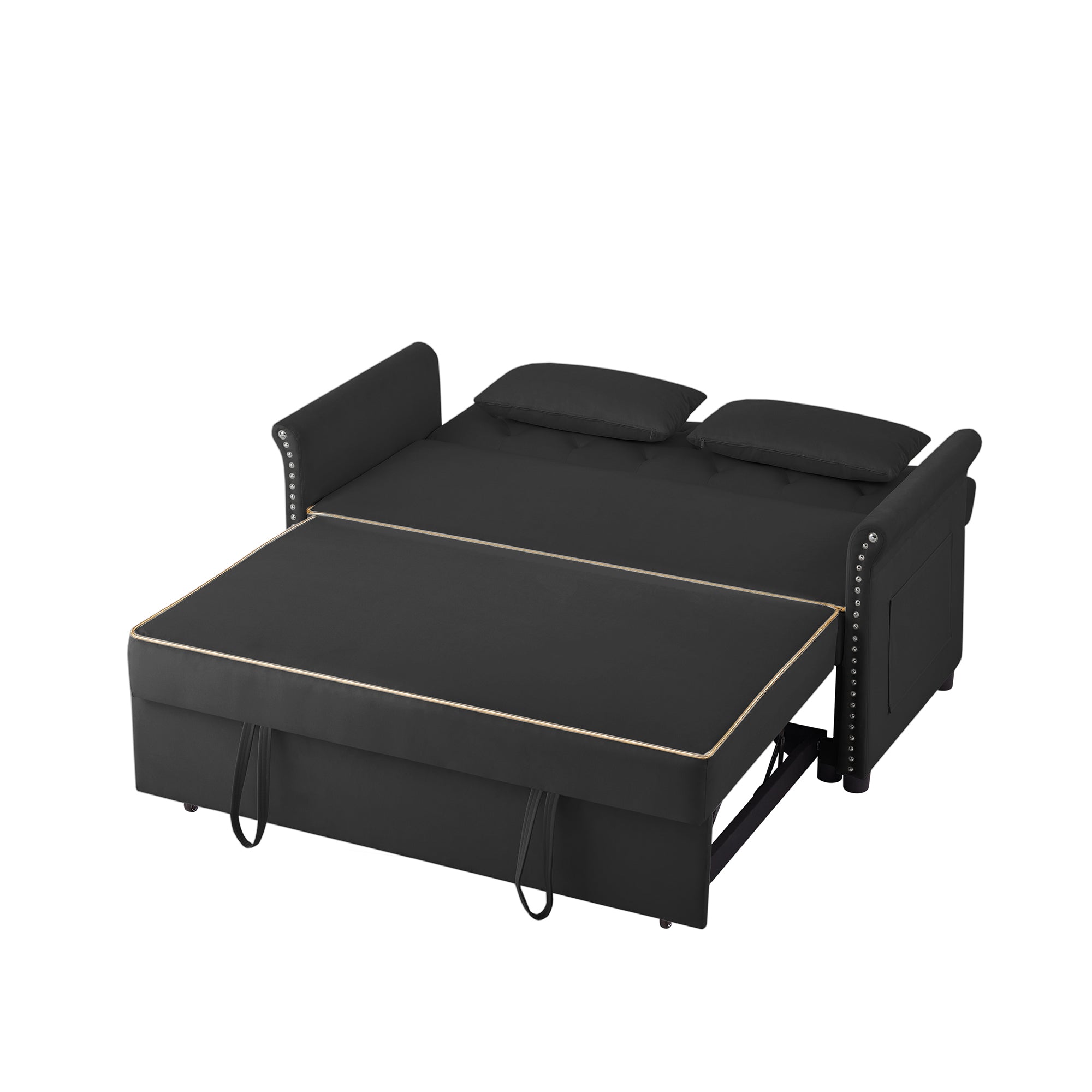 Black Velvet Sleeper Sofa Bed - Grand Goldman Shop