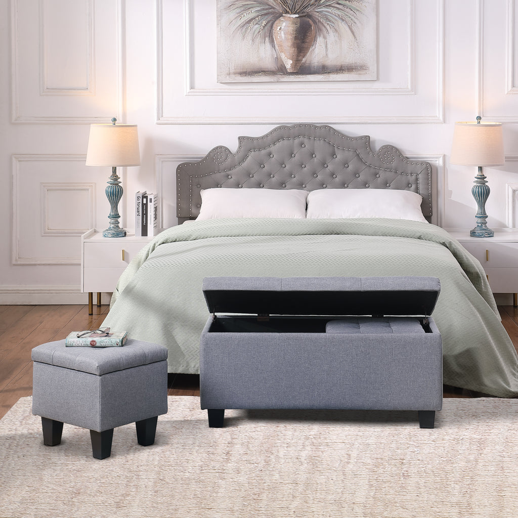 [VIDEO] Large Storage Ottoman Bench Set, 3 in 1 Combination Ottoman, Tufted Ottoman Linen Bench for Living Room, Entryway, Hallway, Bedroom Support 250lbs - Grand Goldman Shop