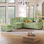 Convertible Sofa Bed Sectional Sofa Sleeper with Storage Ottoman, Green Chenille, 82.67 inches - Grand Goldman Shop