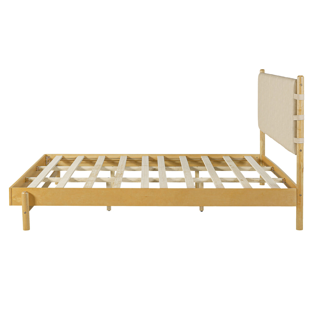 Modern King Bed Frame Set with 2 Nightstands, Beige Wood Platform Bed with Headboard and Matching Bedside Tables for Bedroom - Grand Goldman Shop