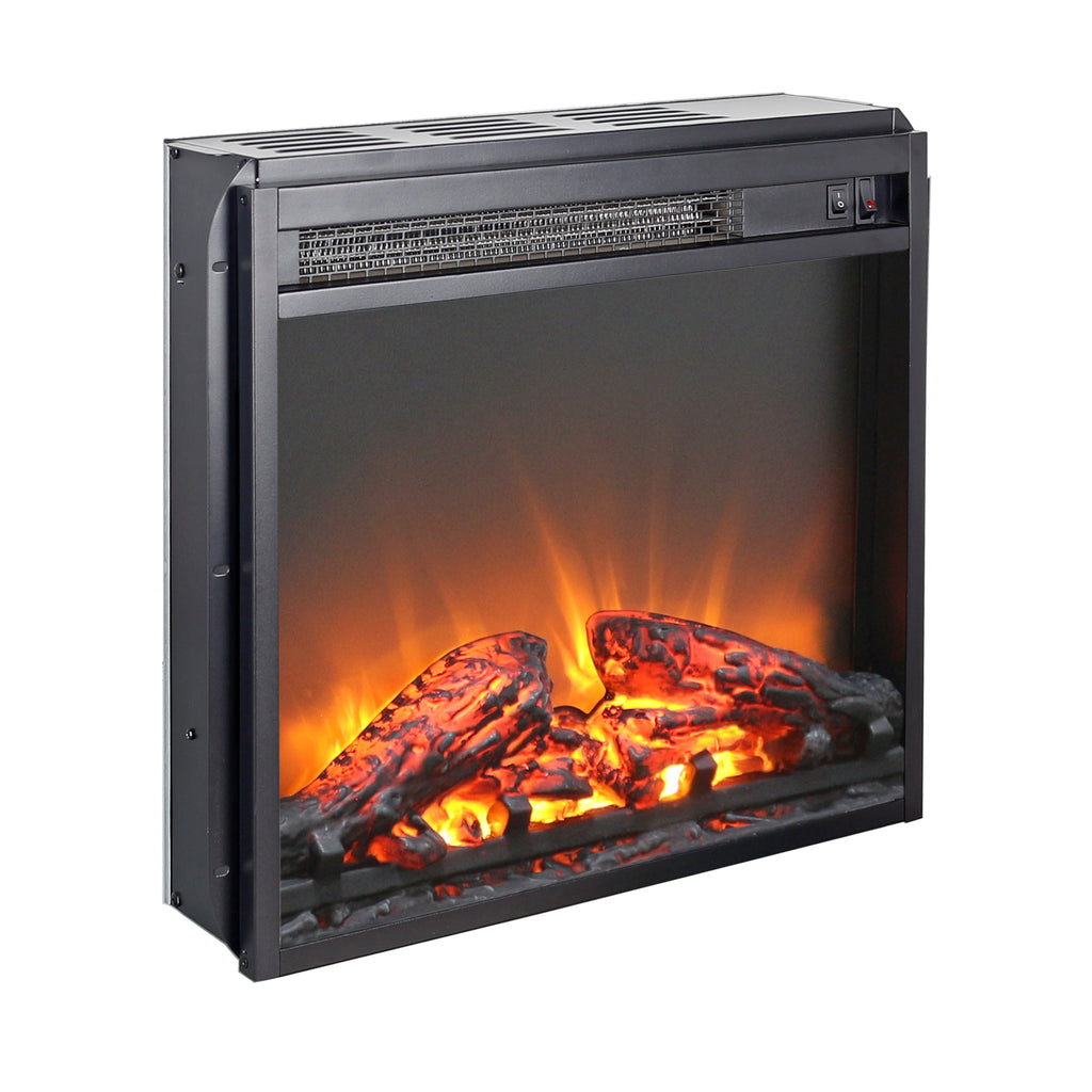 18 inch electric fireplace insert, ultra thin heater with log set & realistic flame, overheating protection - Grand Goldman Shop