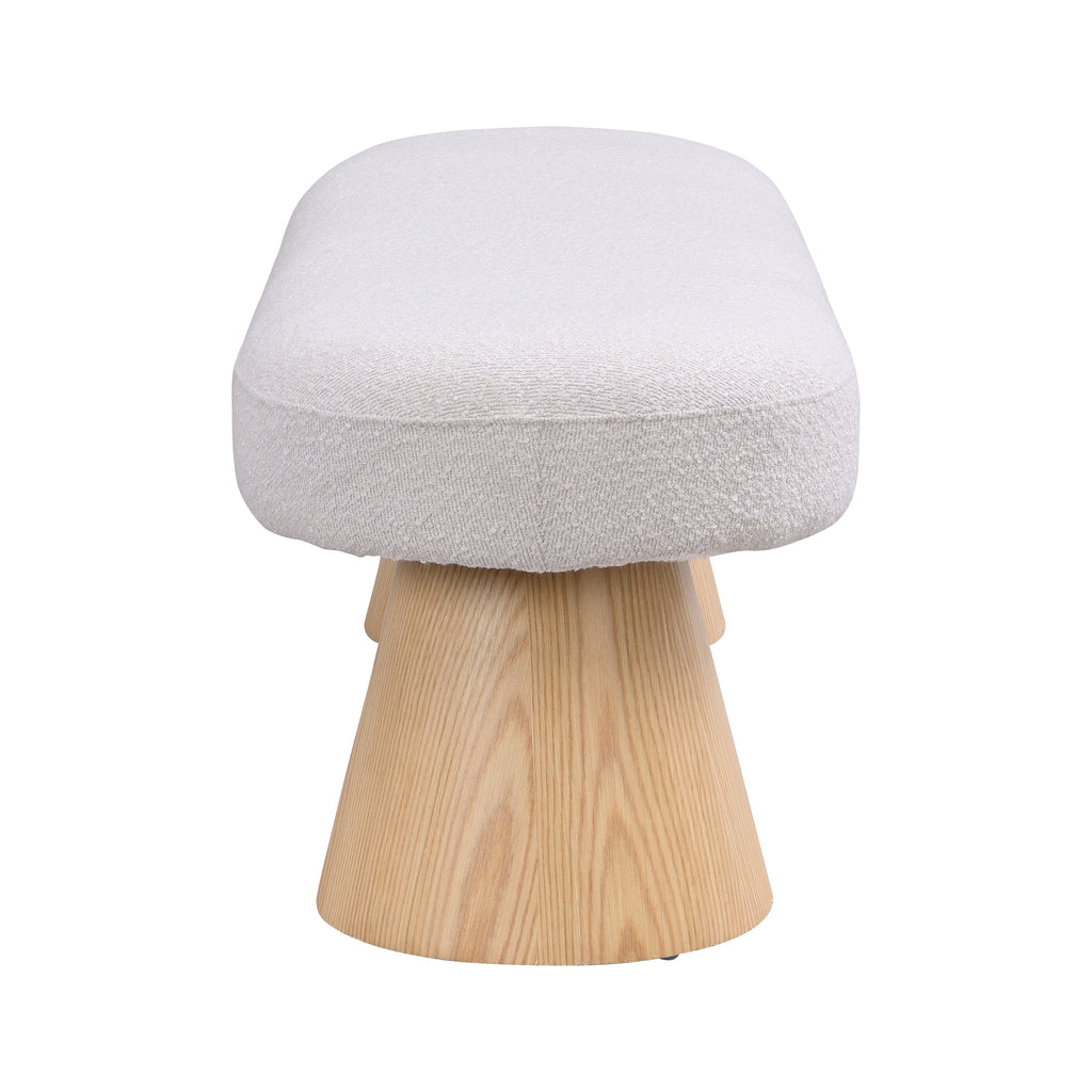 Dining Bench for Dining Room, Upholstered Bedroom End of Bed Entryway Bench Fabric Ottoman for Living Room, Beige Stool Top Wood Leg 300 LBS Weight Capacity - Grand Goldman Shop