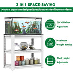 Stylish Metal Aquarium Stand for 20-30 Gallon Tanks, Antique White, 3-Tier Adjustable Shelf - Grand Goldman Shop