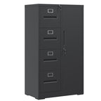 Metal Storage Vertical Filing Cabinet with Lock, Steel File Locker with 4 Drawers and 1 door for School, Living Room, Bedroom