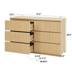 6 Drawer Storage Cabinet ,Dresser, Wood Storage Tower Clothes Organizer with Wavy drawer panel, Wide Chest of 6 Drawers, Large Storage Space for Bedroom, Hallway, Entryway Living Room Natural - Grand Goldman Shop
