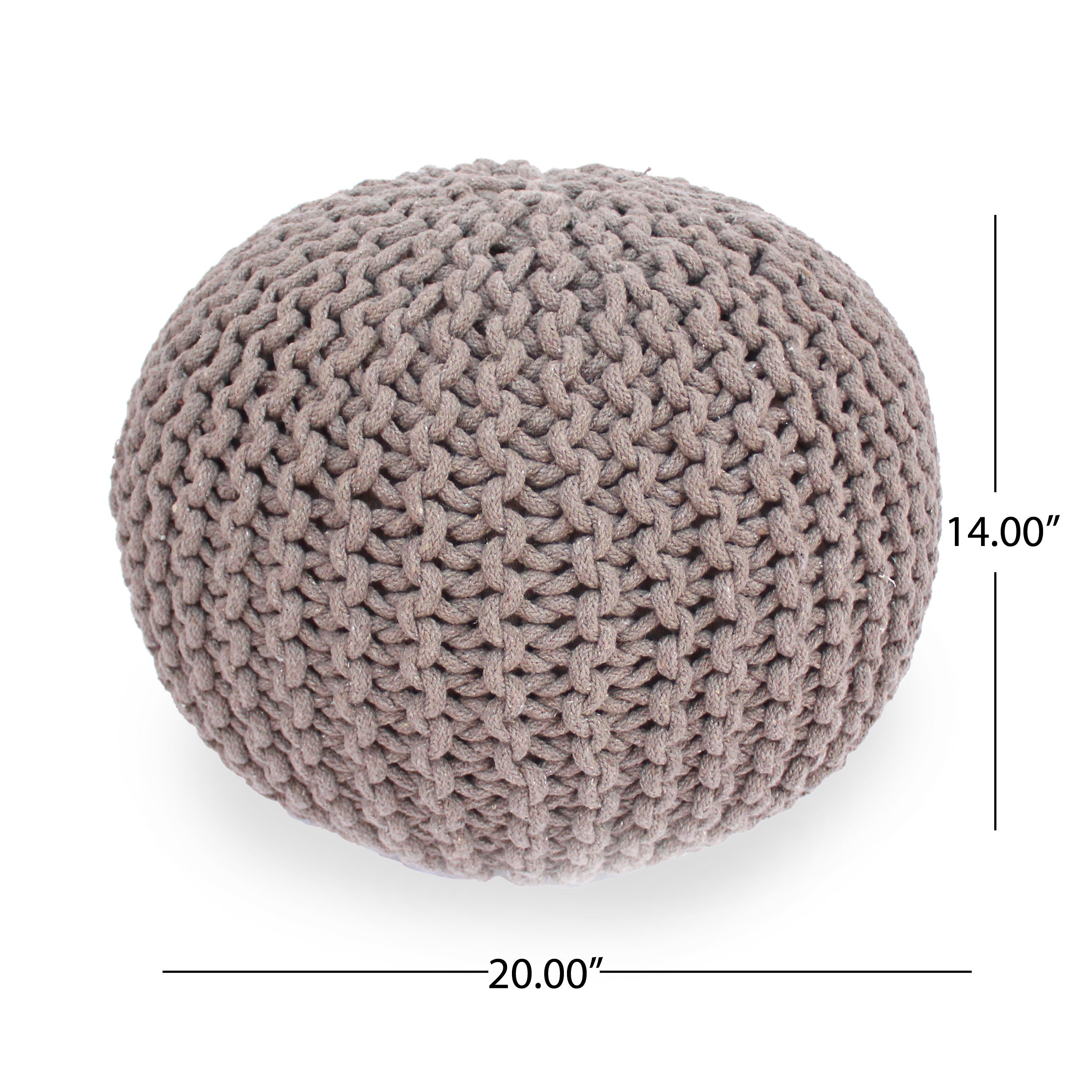 Moro Knitted Cotton Round Pouf with Pumpkin Shape in Brown, 20 x 20 inches - Grand Goldman Shop