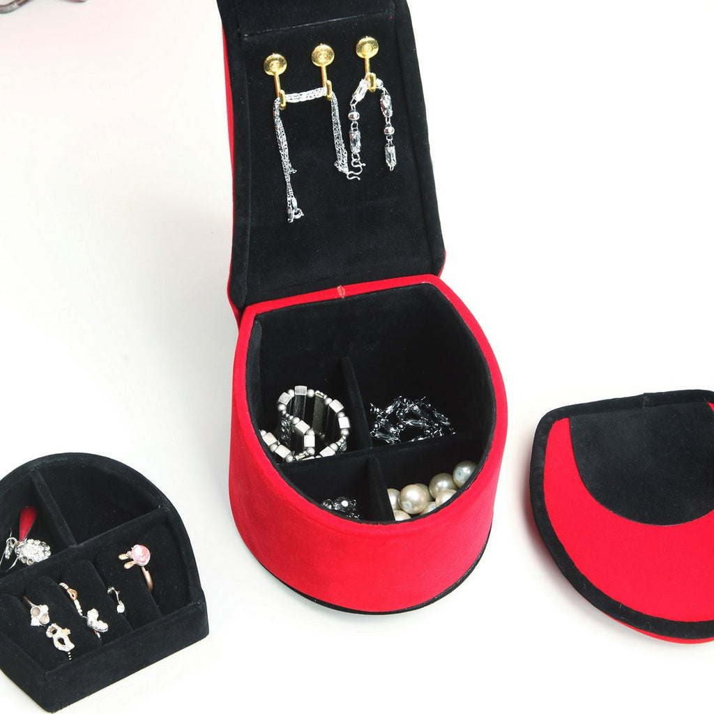 9' Tall Display Jewelry Box with Hooks, High Heel Shoe Design, Red Velvet - Grand Goldman Shop