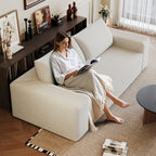 71' 3Setaser Sofa,Corduroy Fabric,Deep Seat Couches,Comfy Loveseat Sofa,No Assembly,1pcs for Living room, Bedroom,Conference room ,Apartment,White - Grand Goldman Shop