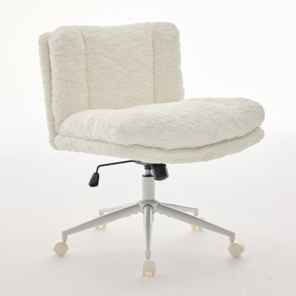 W26.4 inch  Wider Seat Office Chair,Artificial rabbit hair Home Office Chair with Metal Base,Adjustable Desk Chair Swivel Off
