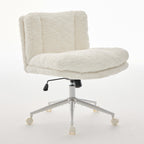 W26.4 inch  Wider Seat Office Chair,Artificial rabbit hair Home Office Chair with Metal Base,Adjustable Desk Chair Swivel Off