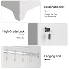 Metal Broom Storage Cabinet, 65' Narrow Broom Cabinet With Hooks, Slim Bathroom Storage Cabinet With Shelves, Heavy-Duty Clea