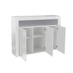 Living Room Sideboard Storage Cabinet WHITE  High Gloss with LED Light, Modern Kitchen Unit Cupboard Buffet Wooden Storage Display Cabinet TV Stand with 3 Doors for Hallway Dining Room - Grand Goldman Shop