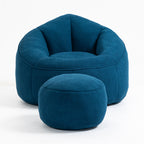 Bedding Bean Bag Sofa Chair with High-Pressure Foam and Footrest, Blue Microfiber - Grand Goldman Shop