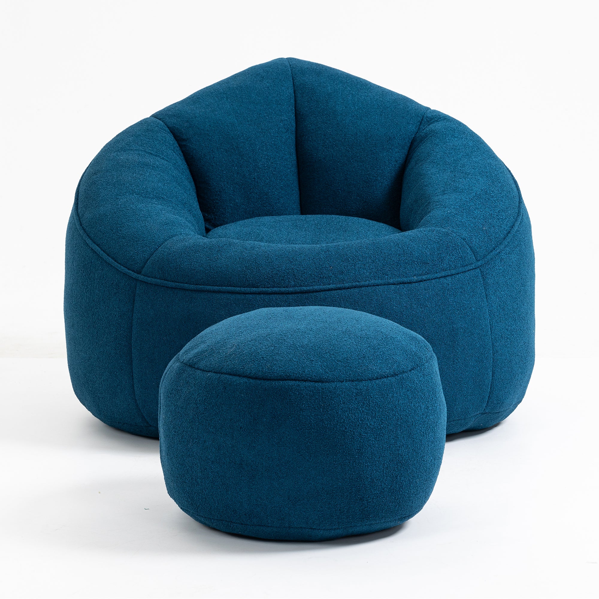 Bedding Bean Bag Sofa Chair with High-Pressure Foam and Footrest, Blue Microfiber - Grand Goldman Shop